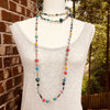Fiesta 1 Handmade Beaded Long Necklace (Multicolor with Light Blue Seed Beads)