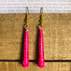 Dangling Handmade Beaded Earrings (1 Long Cone Bead in Hot Pink)