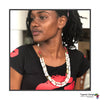 Otegeera Handmade Beaded Multi Strand Necklace Set with Earrings (Red or Black Accent Beads)