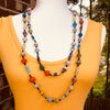 Fiesta 2 Handmade Beaded Long Necklace (Multicolor with Black Seed Beads)