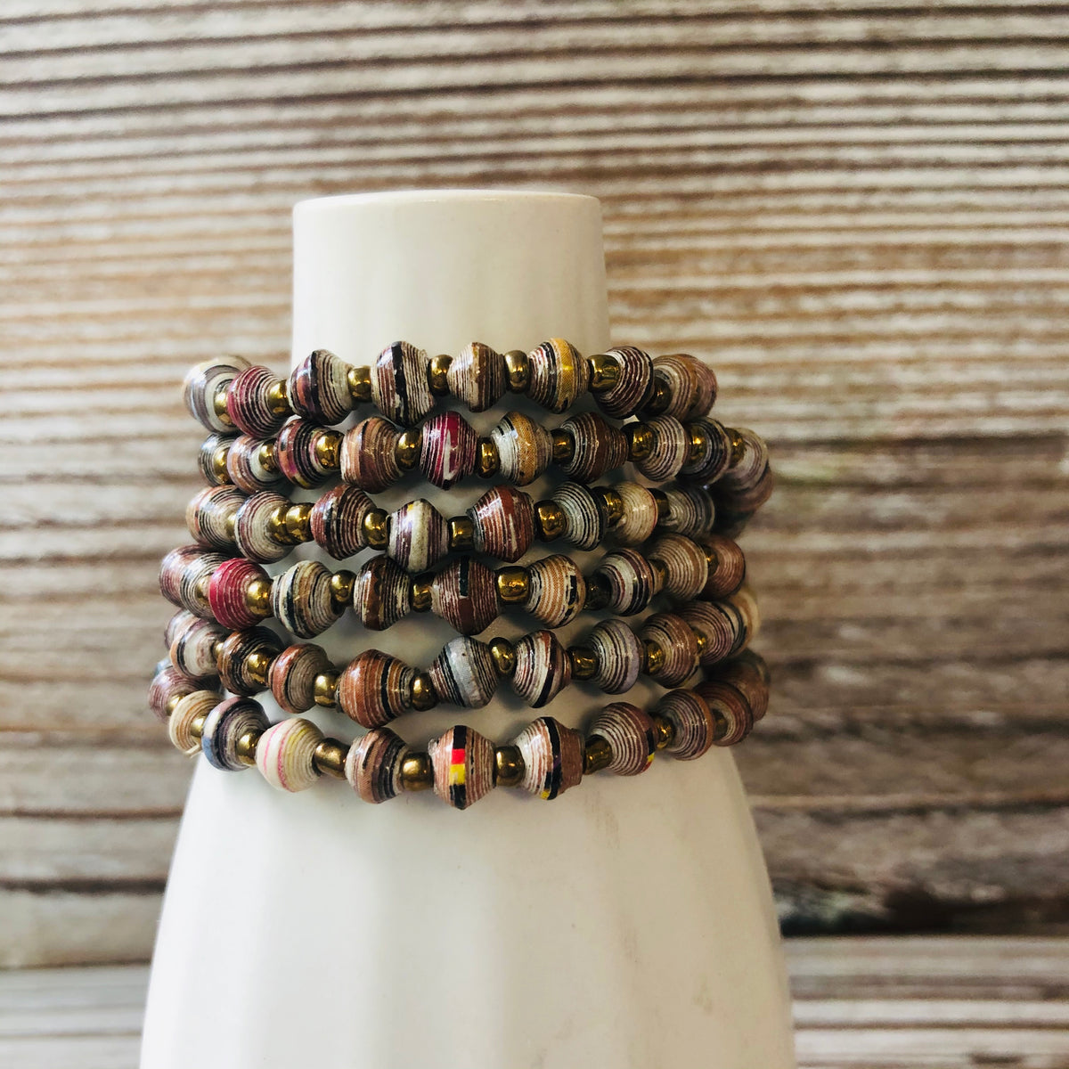 Kyendi Stackable Beaded Stretch Bracelets (Earth tones)