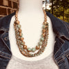 Arua Handmade Chunky Layered Bling Beaded Necklace in Turquoise and Gold