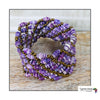 Large Colorful Cuff Beaded Stretch Bracelet (Purple)
