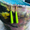 Dangling Handmade Beaded Earrings (1 Long Cone Bead in Granny Smith Apple Green)