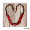 Abambejja Elegant Handmade Intricately Beaded Signature Necklace (Red with Silver Seed Beads)