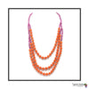 Jinja Bright Colorful Layered Handmade Necklace in Orange and Fuschsia