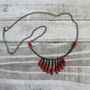 Banda Darling Handmade Monochromatic Beaded Bib Design with Silver Chain (Red)