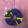 Large Round Ankara Kitangala Earrings (Multicolor - Navy, Yellow & Red)