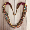 Mapenzi Handmade Beaded Multi Strand Necklace in a Bold Color Combination (Burgundy and Pastels)