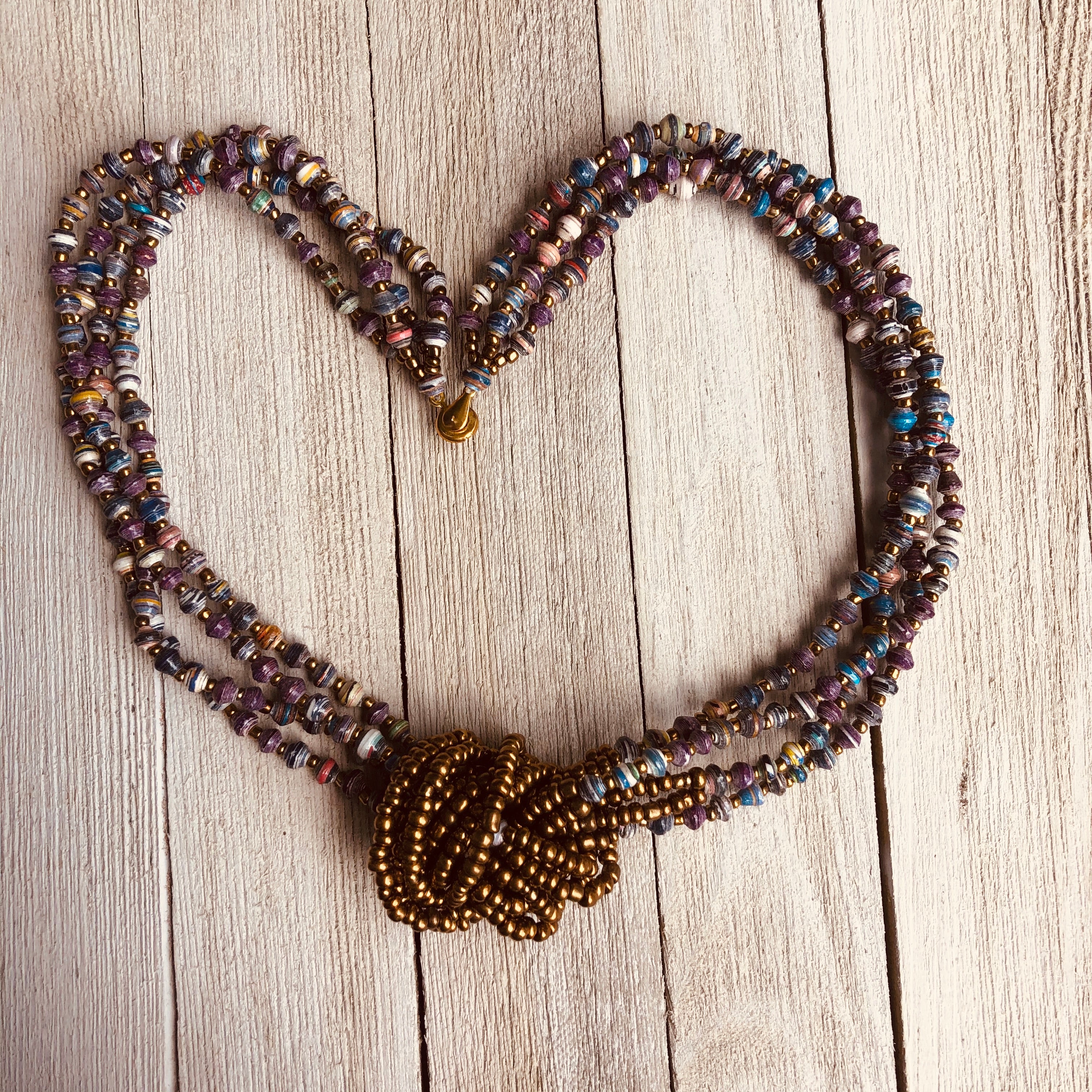 Unique Signature Handmade Beaded Multi Strand Necklace with Knot (Mult