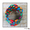 Large Colorful Cuff Beaded Stretch Bracelet (Bright Multicolor)