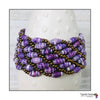 Large Colorful Cuff Beaded Stretch Bracelet (Purple)