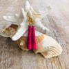 Dangling Handmade Beaded Earrings (1 Long Cone Bead in Hot Pink)
