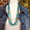 Nnyanja Elegant Handmade Beaded Multi Strand Necklace (Turquoise or Cream)
