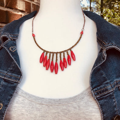 Banda Darling Handmade Monochromatic Beaded Bib Design with Bronze Chain (5 Colors)