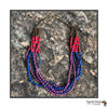 Mapenzi Handmade Beaded Multi Strand Necklace in a Bold Color Combination (Blue, Red, Purple)