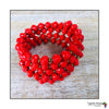 Colorful Cuff Beaded Memory Wire Bracelet (Bright Red)