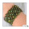 Large Colorful Cuff Beaded Stretch Bracelet (Moss Green)