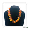Sanyu Funky Handmade Necklace with Chunky Beads and Ankara Fabric (Large Beads in Red, Green or Orange)