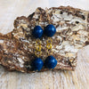 Dangling Handmade Beaded Earrings (2 Bicone Shaped Beads in Navy Blue)