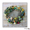 Colorful Cuff Beaded Memory Wire Bracelet (Green Multicolor)