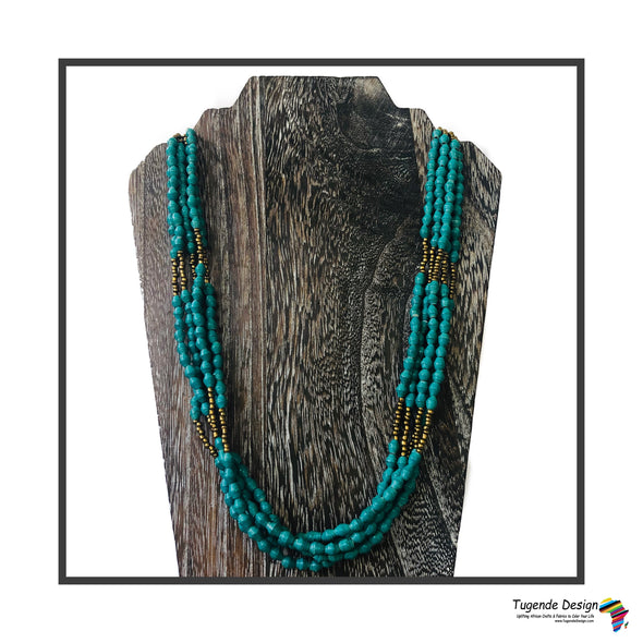 Nnyanja Elegant Handmade Beaded Multi Strand Necklace (Turquoise or Cream)