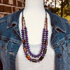 Kakobe Handmade Beaded Necklace in Purple and Funky Colors (Select 3 color choices)
