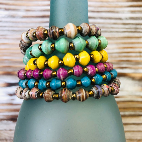 Kyendi Stackable Beaded Stretch Bracelets  (Set of 6 - Fashion Colors)