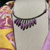 Banda Darling Handmade Monochromatic Beaded Bib Design with Silver Chain (Purple)
