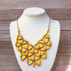Grace Handmade Intricate Beaded Bib Design and Earrings Set (Bright Yellow)