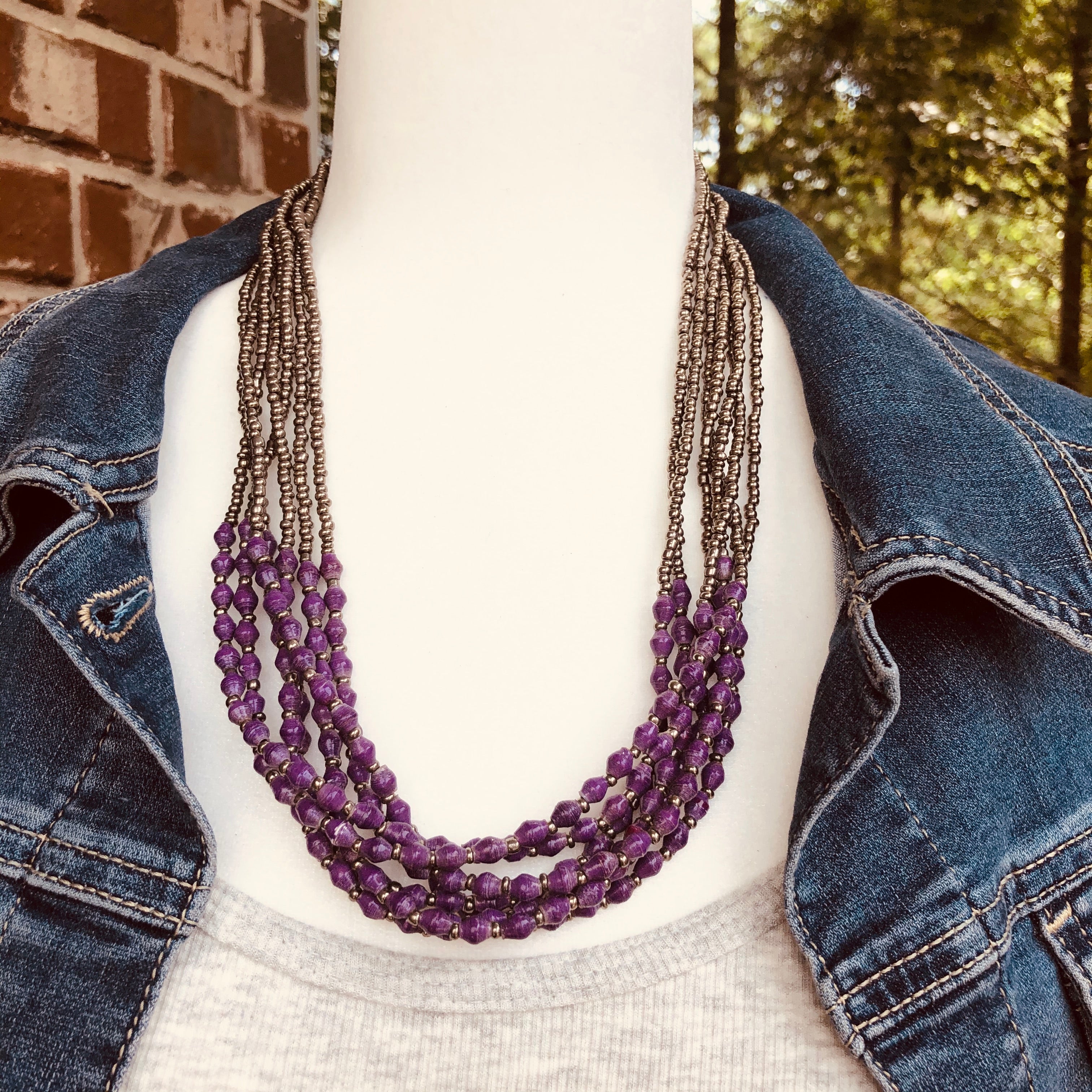 Paparazzi purple deals seed bead necklace