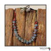 Sanyu Funky Handmade Necklace with Beads and Ankara Fabric (Medium Beads in Navy)