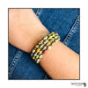 Colorful Cuff Beaded Memory Wire Bracelet (Yellow Multicolor)