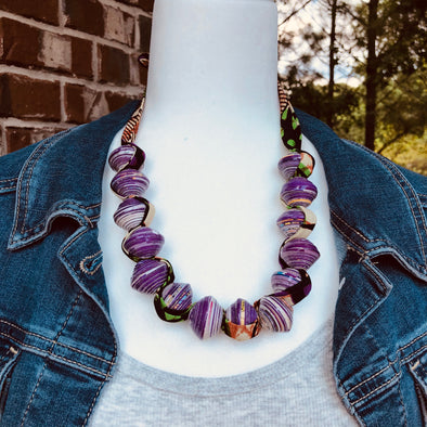 Extra Long recycled paper Bead Necklace – A Fair Trade World