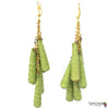 Dangling Handmade Beaded Earrings (6 Large Cone Beads in Apple Green)