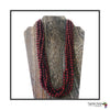 Maggie Cranberry Colored Handmade Beaded Multi Strand Necklace Set with Hoop Earrings