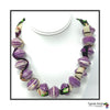 Sanyu Funky Handmade Necklace with Chunky Beads and Ankara Fabric (Large Beads in Purple)