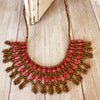 Musanyufu 3 Handmade Intricate Beaded Bib Necklace (Red and Coral Colors)