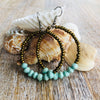 Dangling Handmade Beaded Hoop Earrings (7 Small Beads in Mint Green)