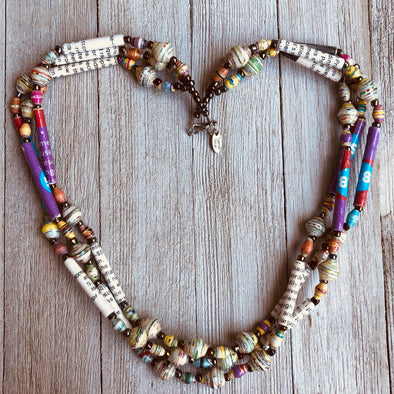 Afiya 2 Handmade Beaded Multi Strand Necklace (Beads with Words & Past