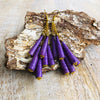 Dangling Handmade Beaded Earrings (6 Large Cone Beads in Purple)