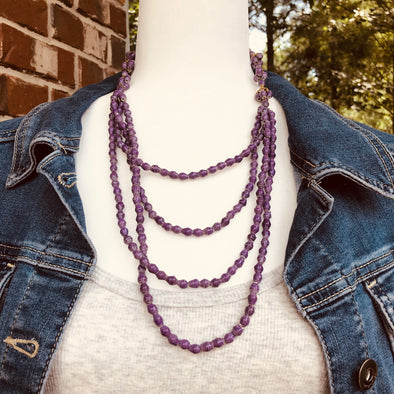 Elena purple beaded oxidised necklace set – IndiAura Mode