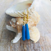 Dangling Handmade Beaded Earrings (1 Long Cone Bead in Bright Blue)